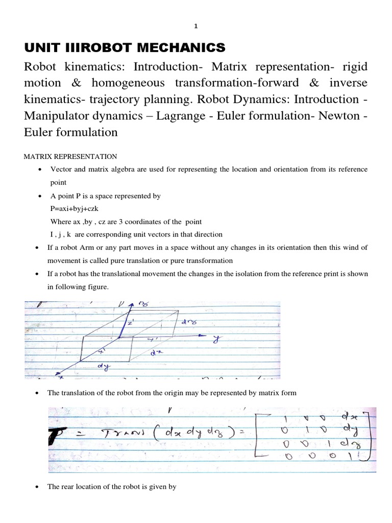 Robot Kinematics and Dynamics Overview | PDF | Analog To Digital ...