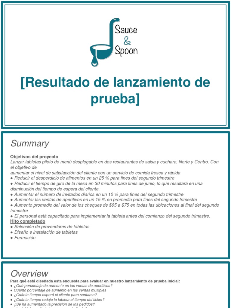 Resultados del Spoon Test en Restaurantes | PDF