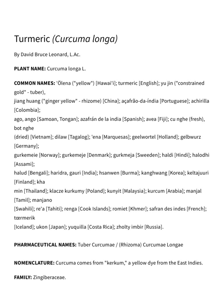 Turmeric Monograph HerbRally PDF Turmeric Cancer