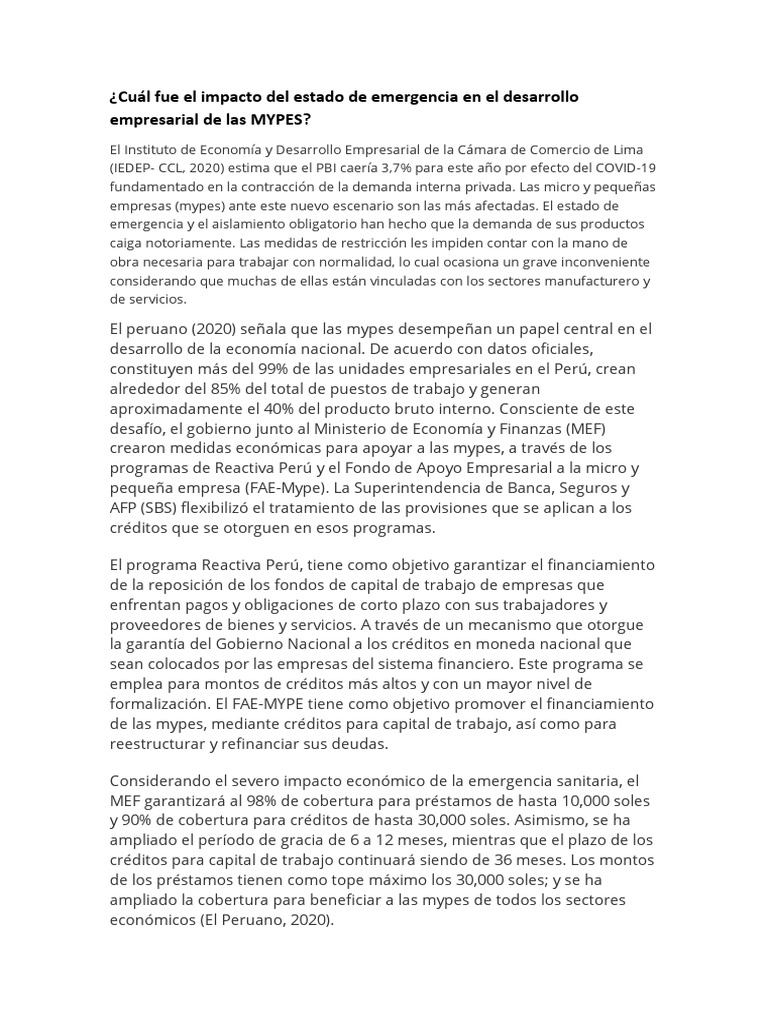 Cu l Fue El Impacto Del Estado De Emergencia En El Desarrollo 