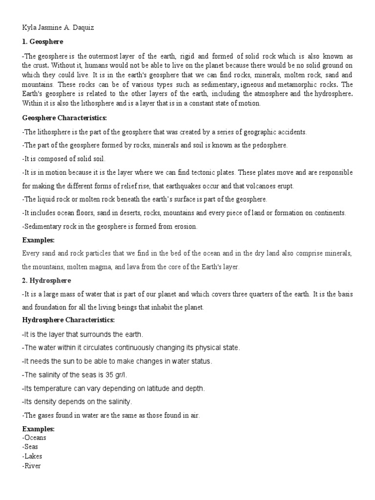 Earth System PDF Rock Geology Atmosphere