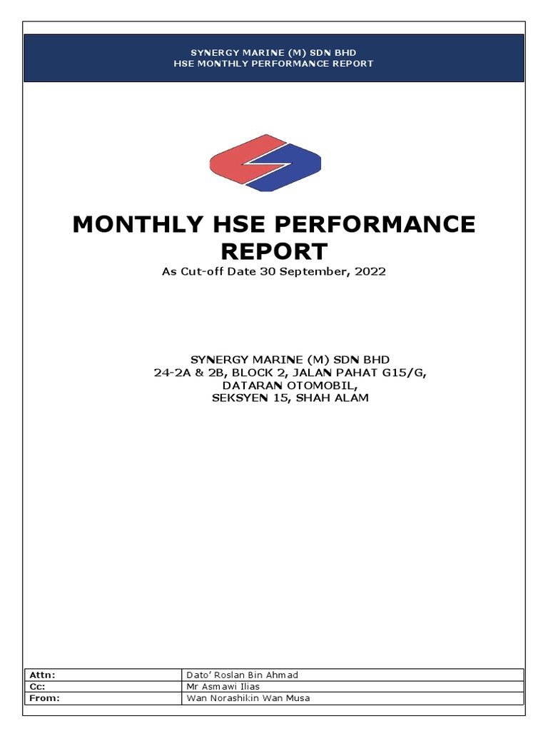 HSE Monthly Performance Report - Sept 2022 | PDF
