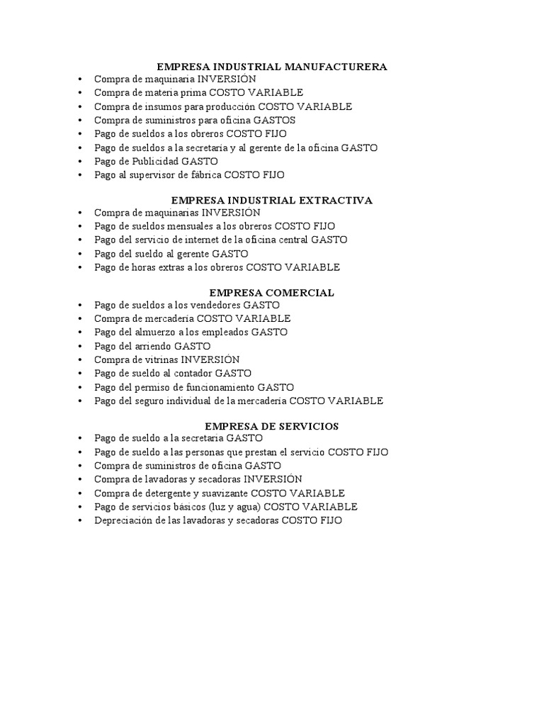 Clasificación de Costos y Gastos Empresariales | PDF | Business | Economias