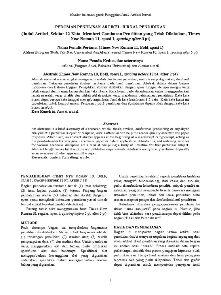 Pedoman Penulisan Jurnal Pendidikan | PDF | Sains & Matematika