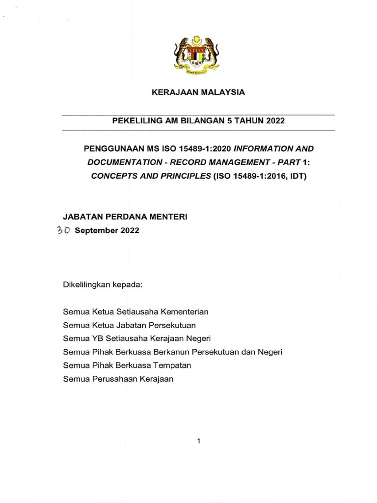 Pekeliling Am Bilangan 5 Tahun 2022 | PDF
