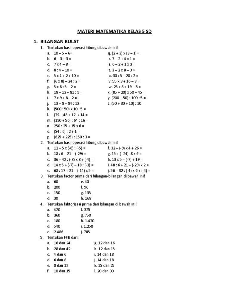 matematika 5 dasaran