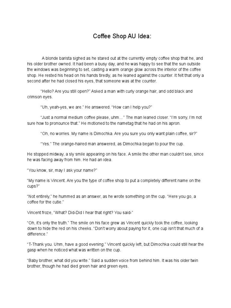 Coffee Shop AU Idea PDF
