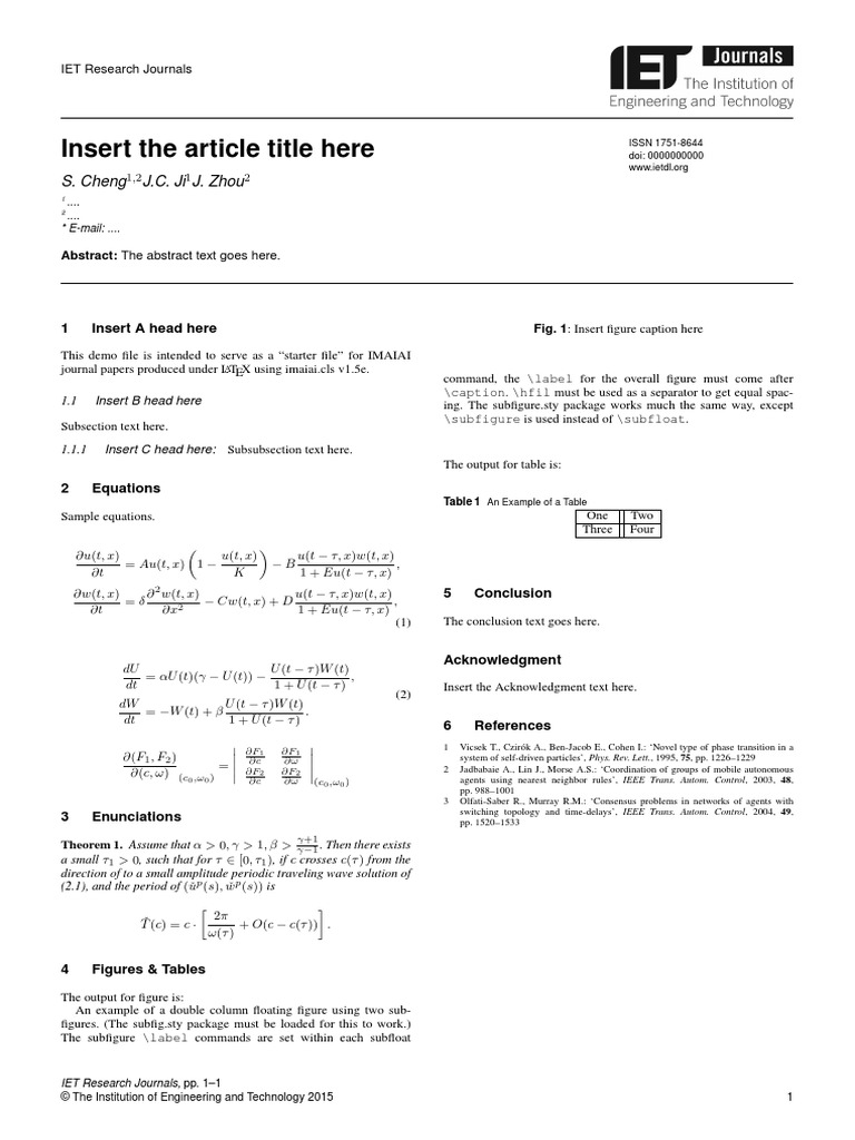 Template For IET Research Journals | PDF | Physics | Theoretical Physics