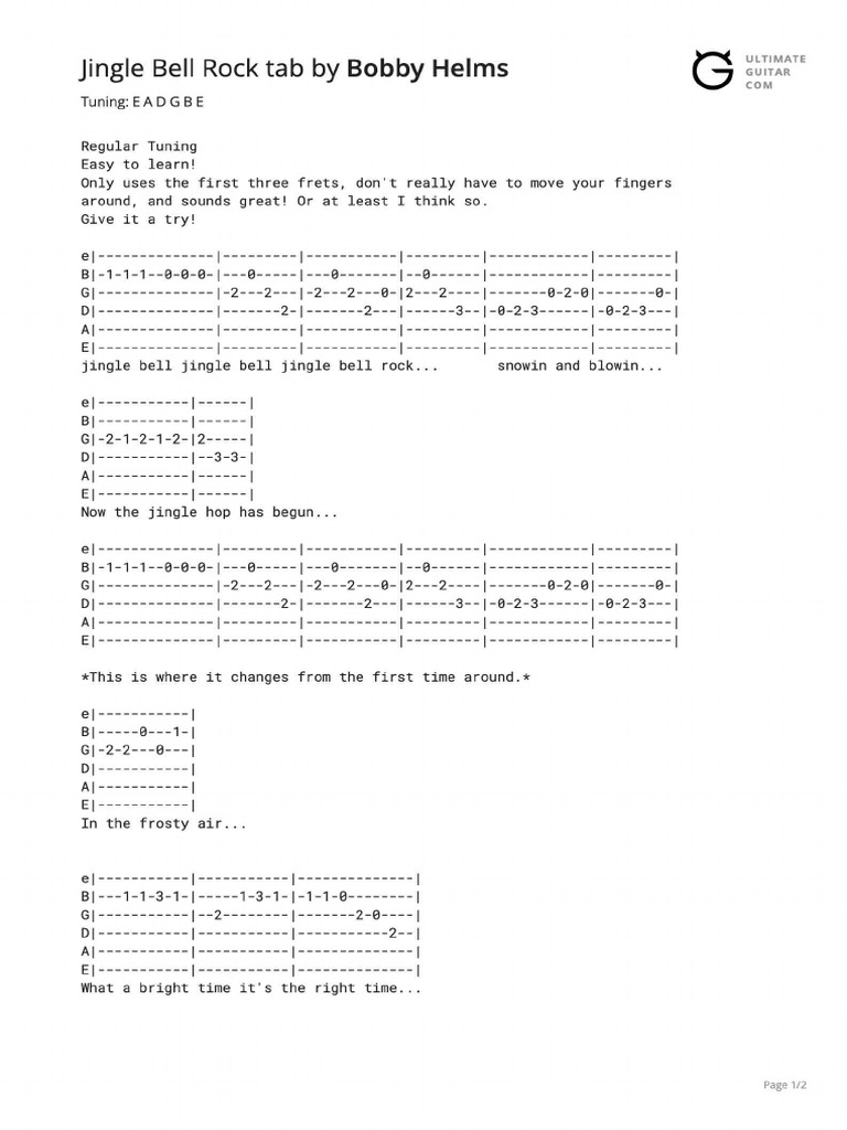 Jingle Bell Rock TAB PDF