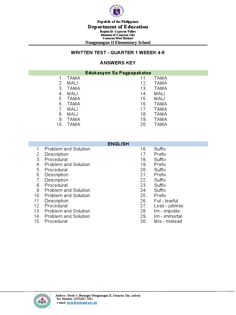 Answer Key Q1 W4 5 Written Pdf Southeast Asia Philippines