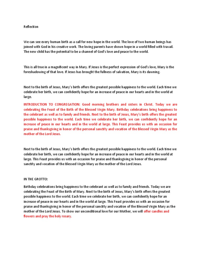 The Birth Of Mary And The Hope She Brings To The World Pdf Mary