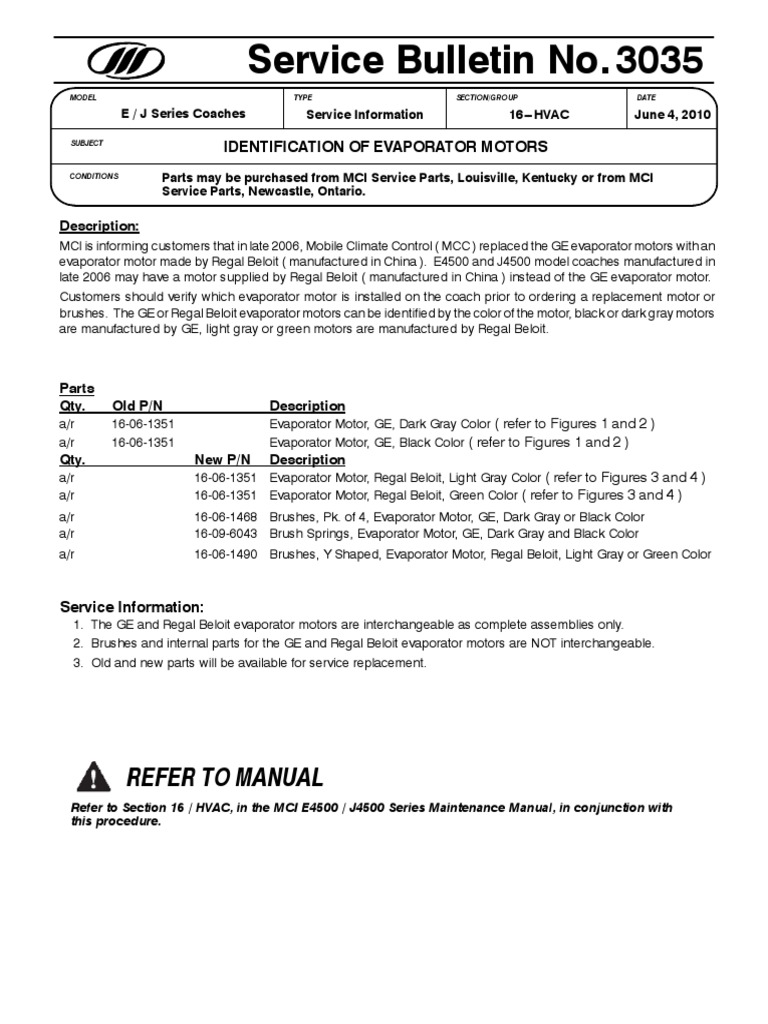 3035 EJ Evaporator Motor Identification PDF Automotive Industry