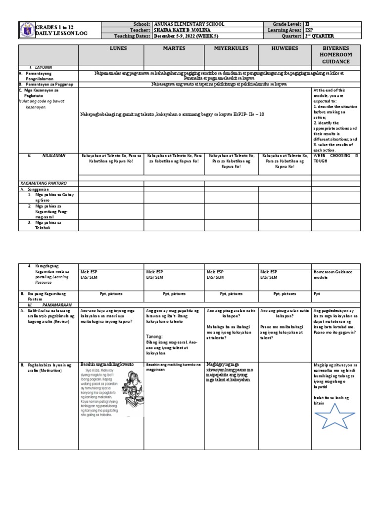 DLL Esp Quarter 2 Week 5 With HG | PDF