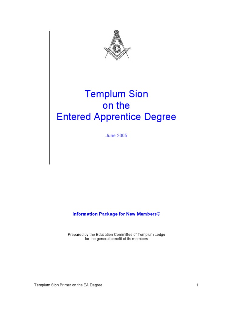 Templum Sion Primer On The Entered Apprentice Degree | PDF