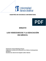 ENSAYO. Los Videojuegos y La Educación en México