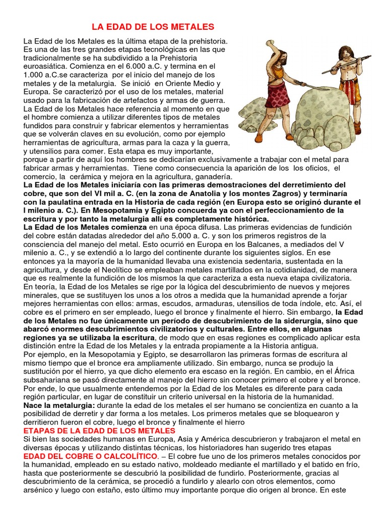 La Edad de los Metales: Innovaciones y Etapas | PDF | Rueda | Bronce