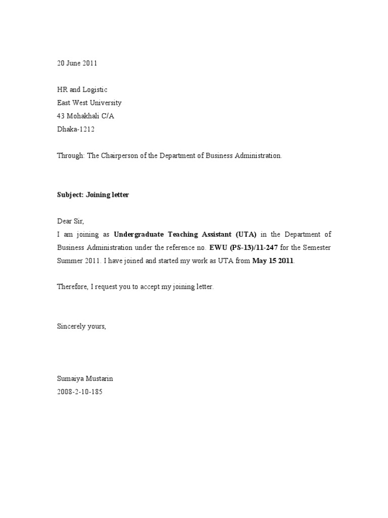 Joining Letter
