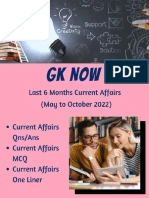 Current Affairs 6 Months May To October 2022