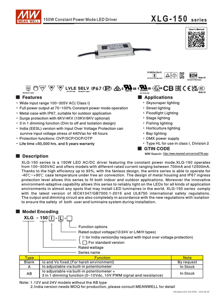 XLG 150 Spec | PDF