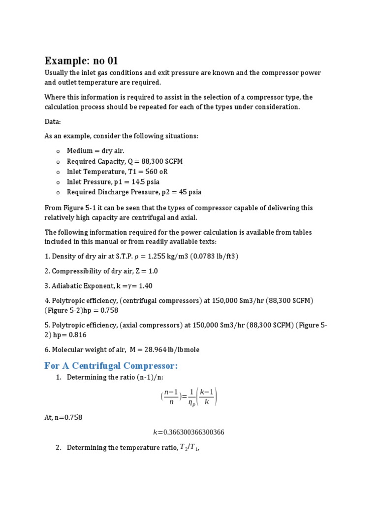 Centrifugal Compressor Power Calculations | PDF | Physical Chemistry ...