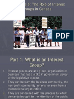 1010 Class 5: The Role of Interest Groups in Canada