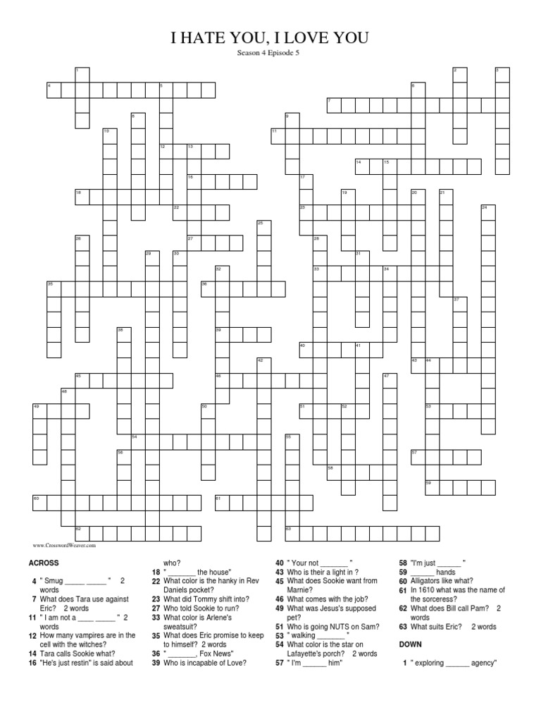 True Blood Season 4 Crossword Puzzle Episode 5 Me And The Devil 