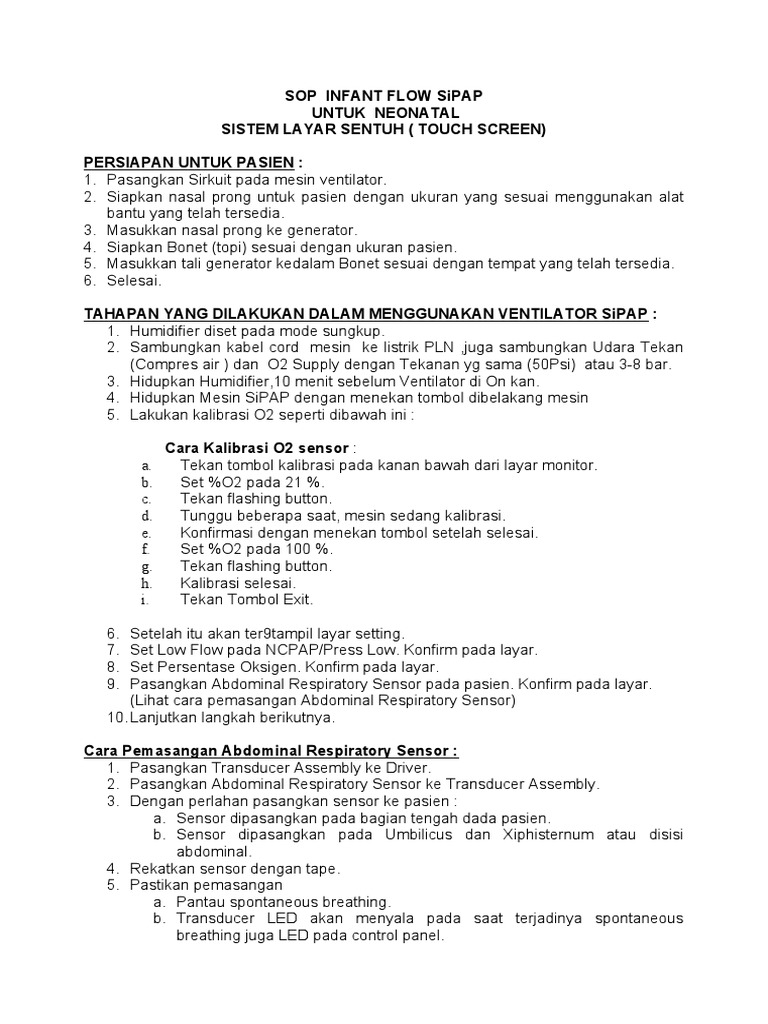 SOP Penggunaan SiPAP untuk Neonatus | PDF | Kesehatan Holistik ...