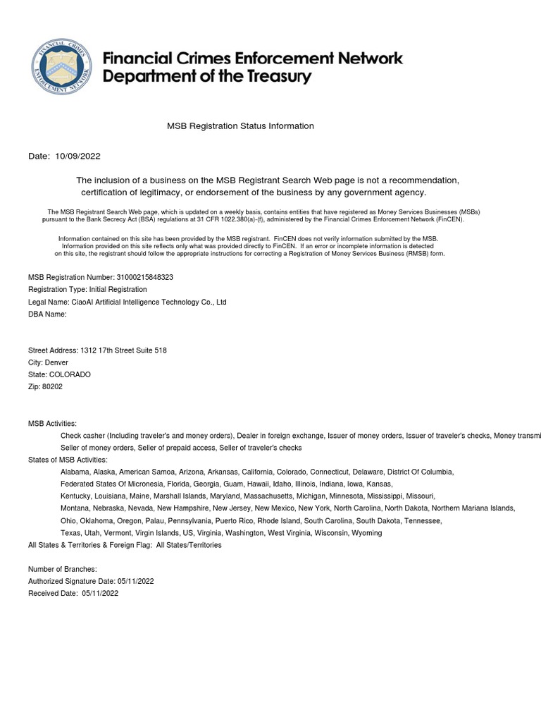 MSB Registration | PDF | Finance & Money Management | Law