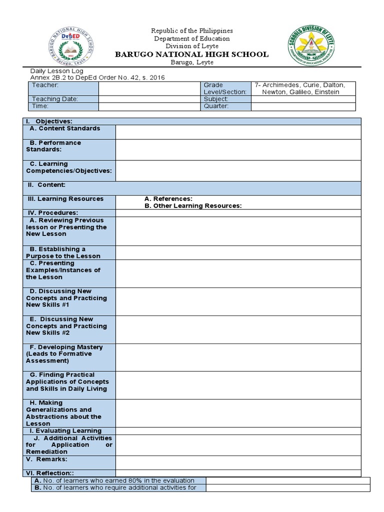 DLL Template | PDF | Learning | Teachers