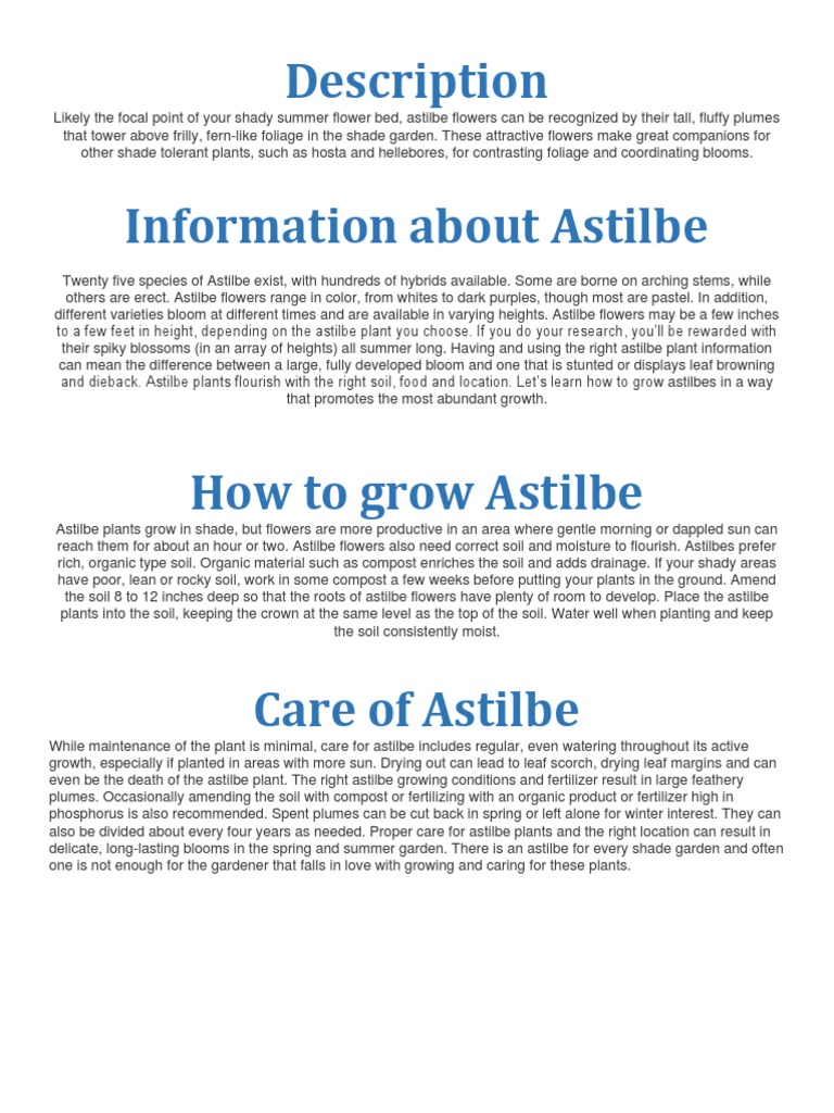 Astilbe PDF Plants Soil