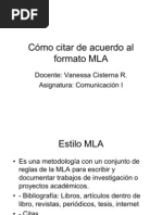 Cómo Citar de Acuerdo Al Formato MLA