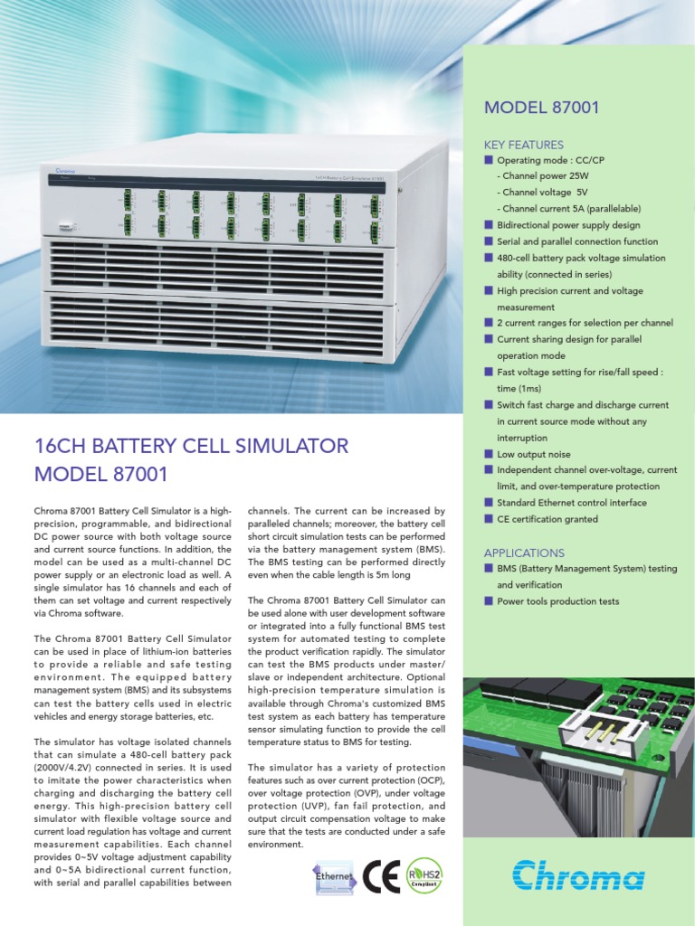 Chroma 87001 Battery Cell Simulator | PDF | Power Supply | Simulation