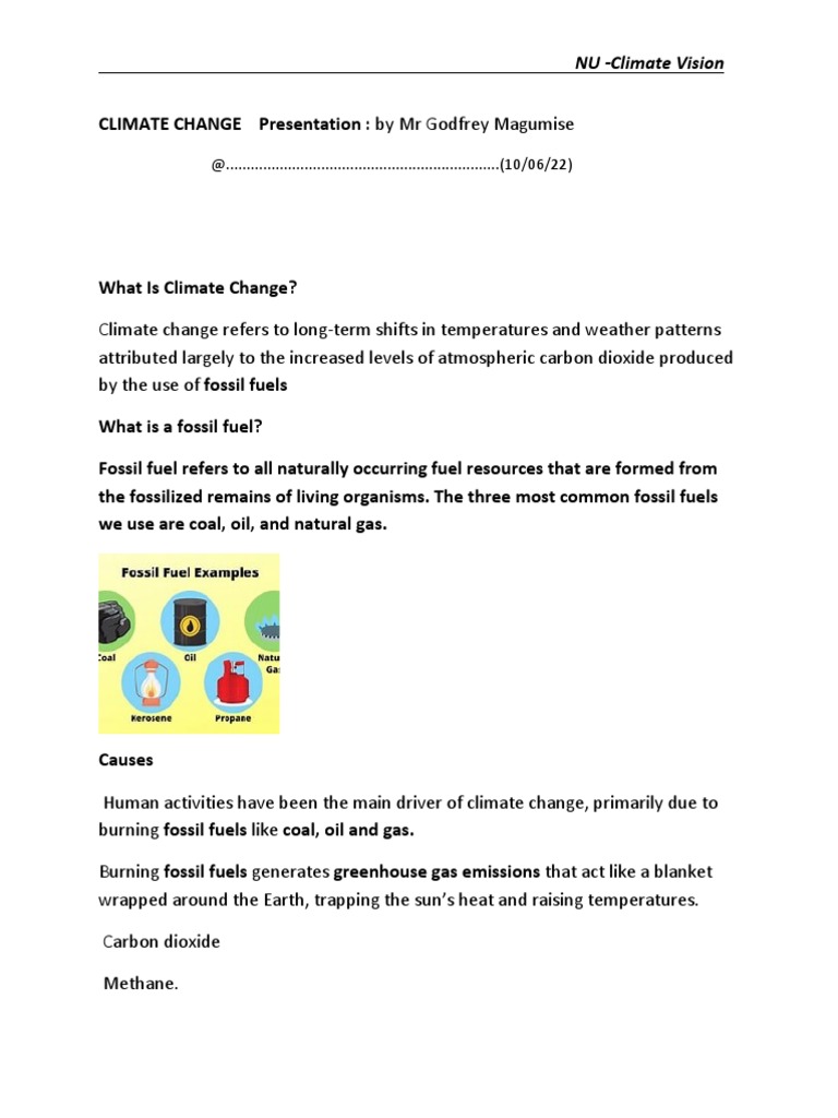 An InDepth Look at the Causes and Effects of Climate Change Through Fossil Fuel Usage PDF