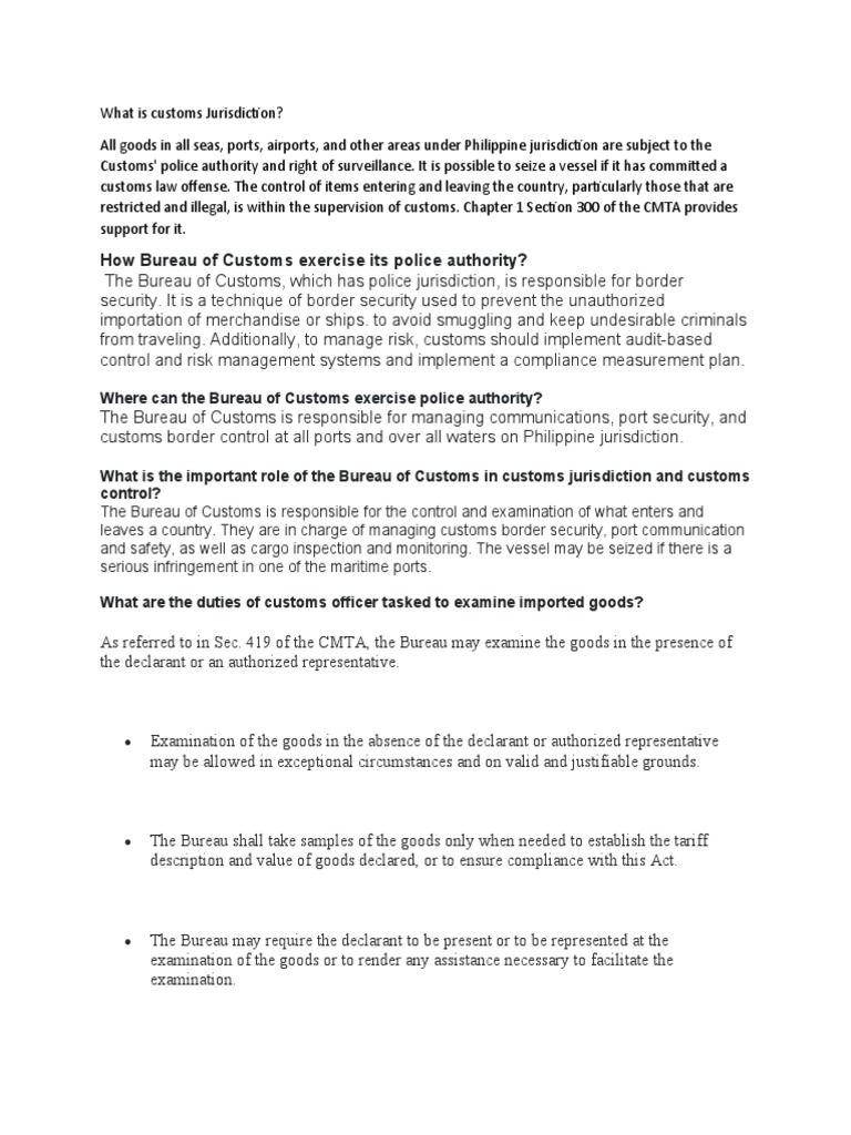 What Is Customs Jurisdiction | PDF | Customs | Crimes