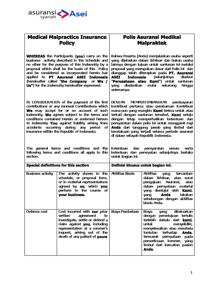 Wording Medical Malpractice | PDF