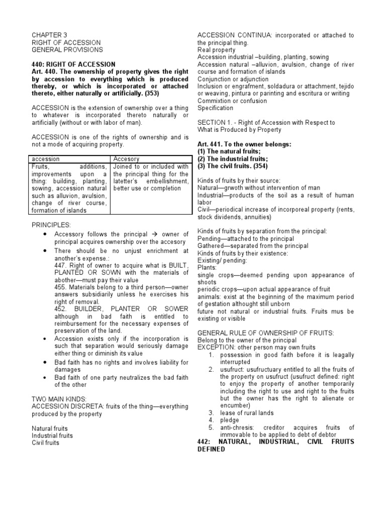 Right of Accession in Property Law | PDF | Ownership | Property