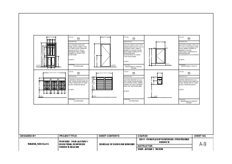 Architectural Schedule Of Doors And Windows