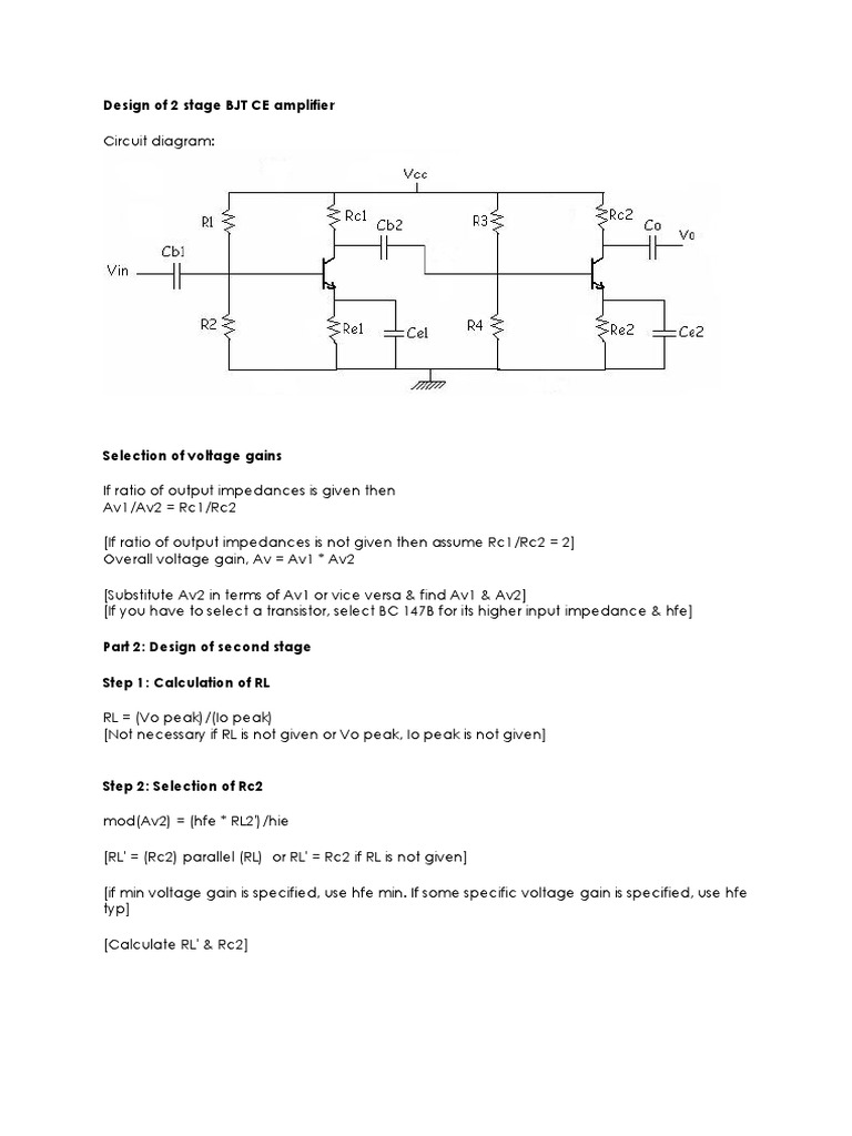 Two-Stage BJT CE Amplifier Design | PDF | Amplifier | Bipolar Junction ...