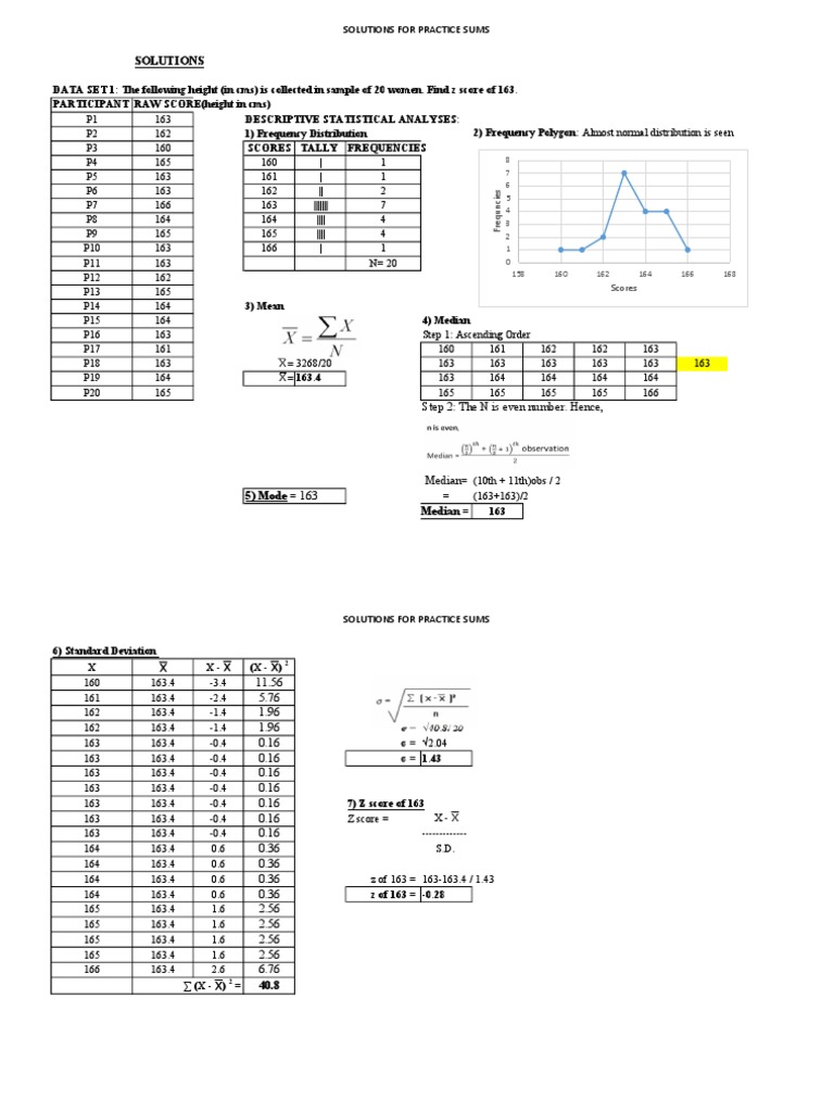 Z-Score Calculations for Various Data Sets | PDF | Standard Score ...
