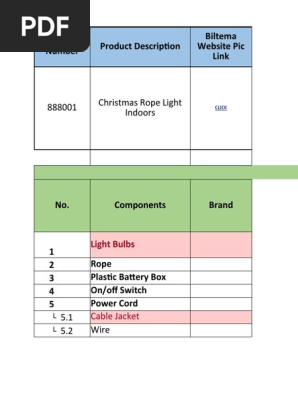 2. BOM v5 888001 - Christmas Rope Light Indoors (Incandescent) 20221028