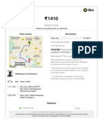Ola ride receipt for trip from airport to hotel