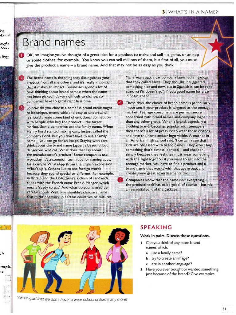 G7 U4 Reading Brand Names Pdf Brand Communication