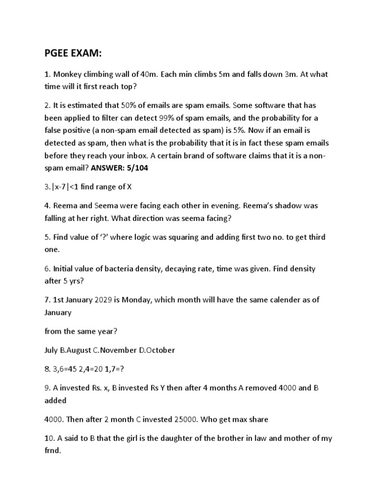 PGEE Exam: Sample Questions and Patterns | PDF