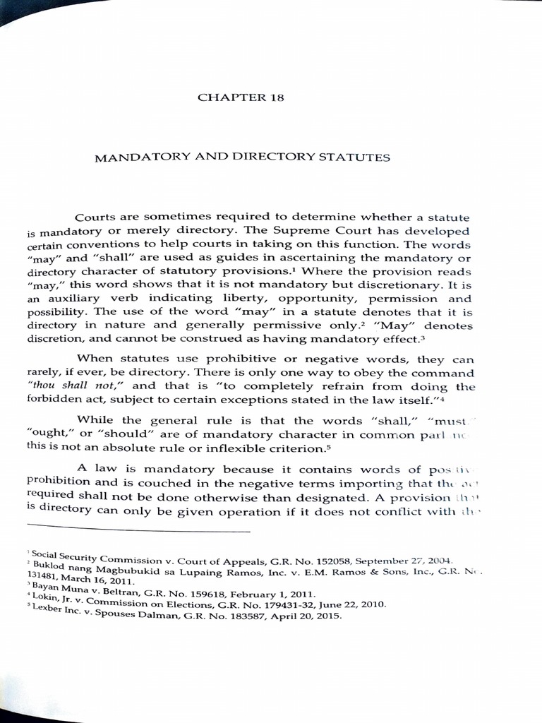 Mandatory Directory Statutes PDF Appeal Supreme Court Of The