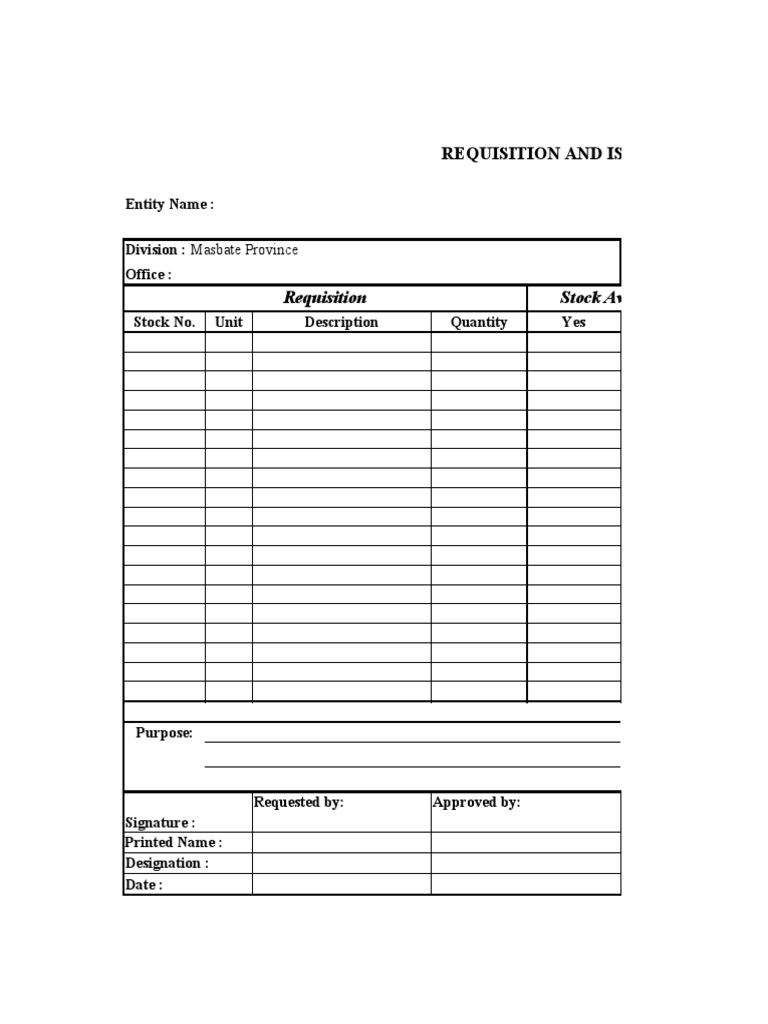 Requisition and Issue Slip Template | PDF