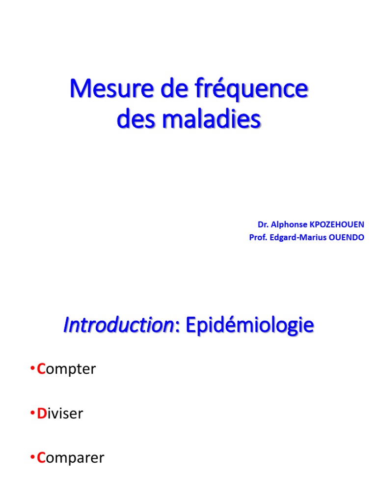 Mesure de Fréquence en Épidémiologie PDF Incidence (épidémiologie — free download