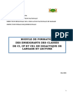 Module de Formation Des Enseignants Du CI, CP Et CE1 Sur de La Lecture Et Du Langage