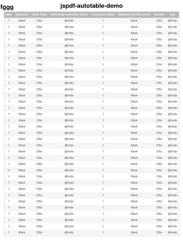 JSPDF Autotable Demo - 214659 | PDF