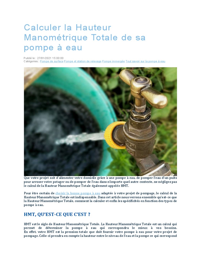 Hauteur Courbe Manometrique | PDF | Pompe | Pression