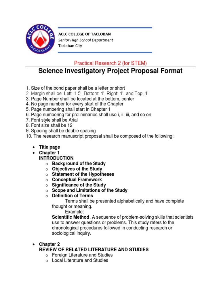 Science Investigatory Project Proposal Guide | PDF | Science & Mathematics